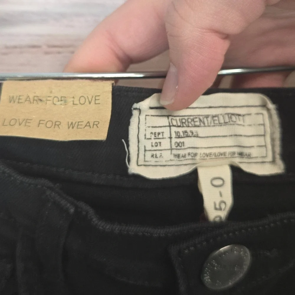 NWT Retro Current Elliott Jet Black Destroy Jeans 25 Casual 80's Skinny Parisian